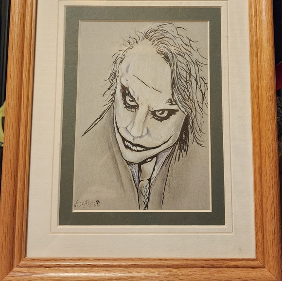 Original heath ledger joker framed drawin - Picture 2 of 2
